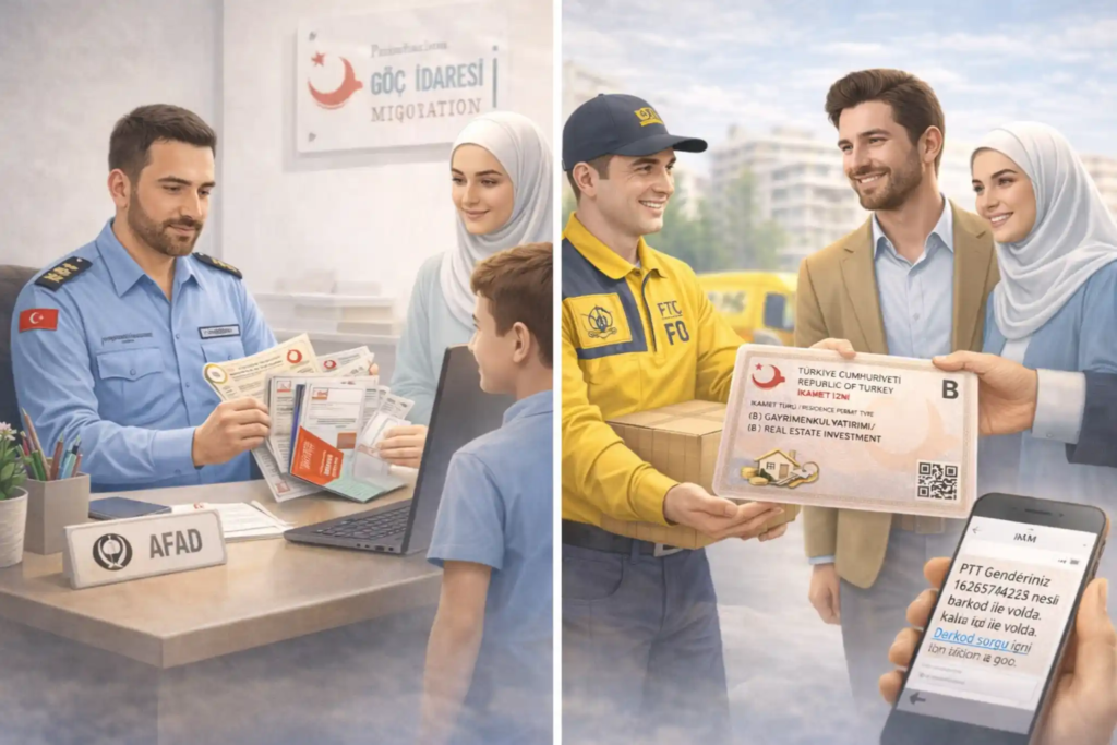 ثالثاً: القبول واستلام كرت الإقامة عن طريق البريد PTT