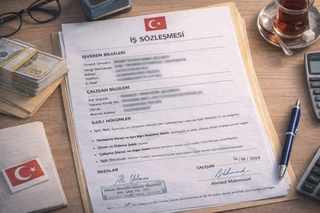 عقد عمل في تركيا pdf