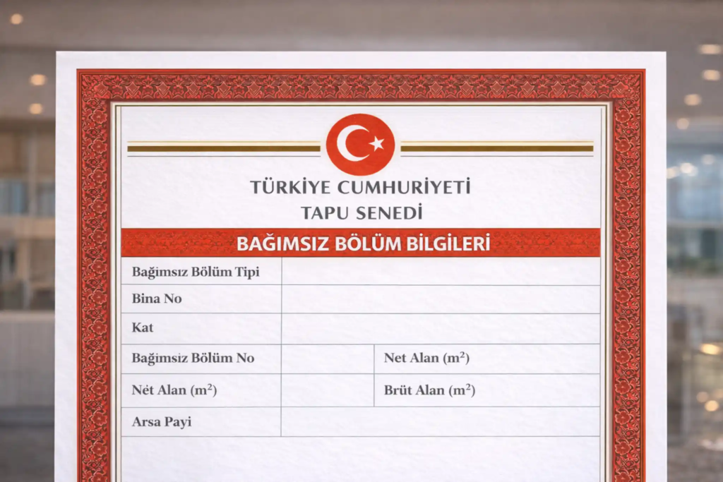 معلومات العقار المستقل (Bağımsız Bölüm Bilgileri)