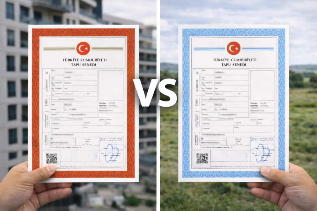 الفرق بين الطابو الازرق والاحمر في تركيا