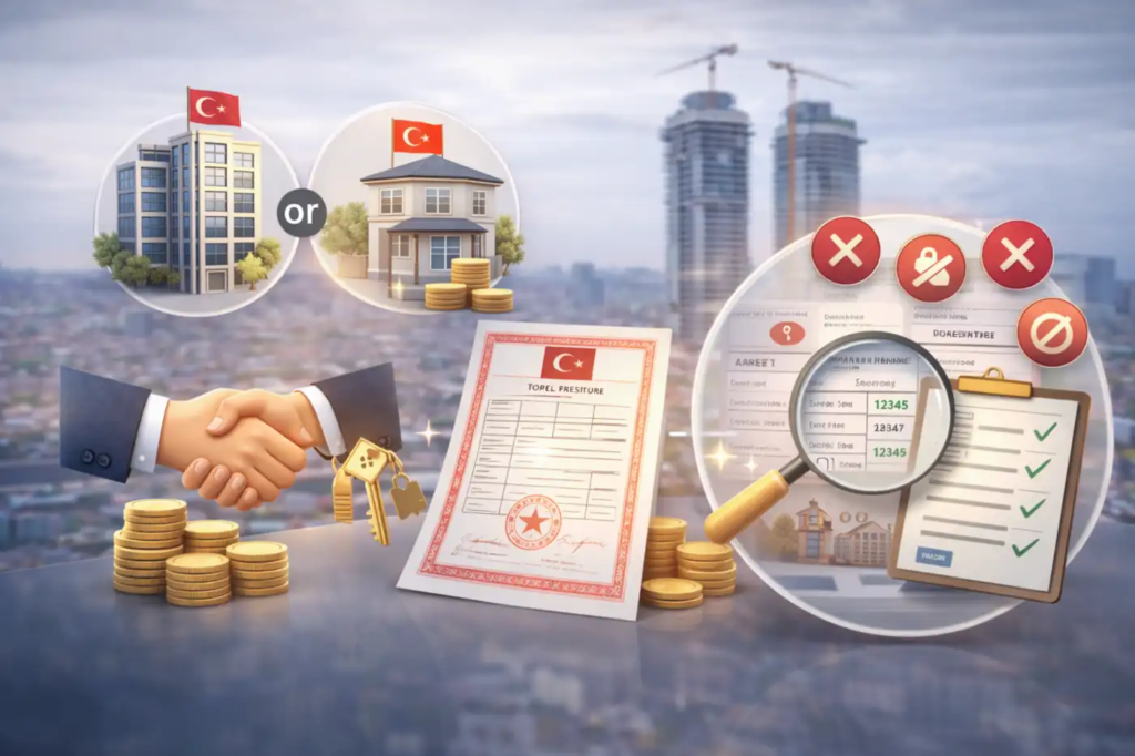 1. شراء العقار: من شركة تطوير عقارية تركية أو من مالك عقار تركي