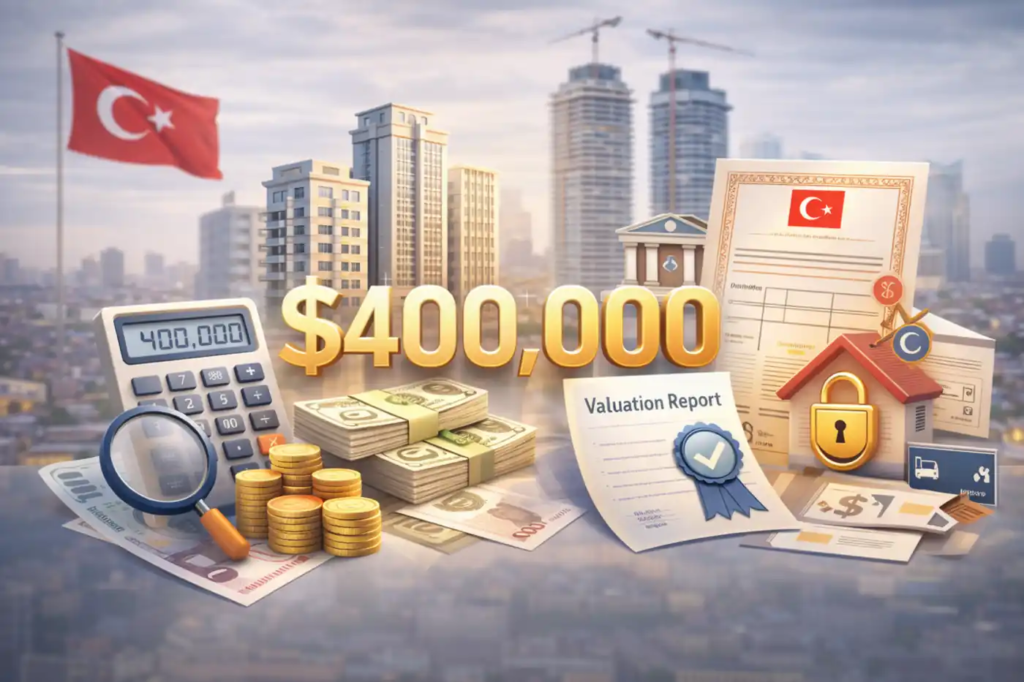 2. قيمة العقارات لا تقلّ عن 400 ألف دولار أمريكي