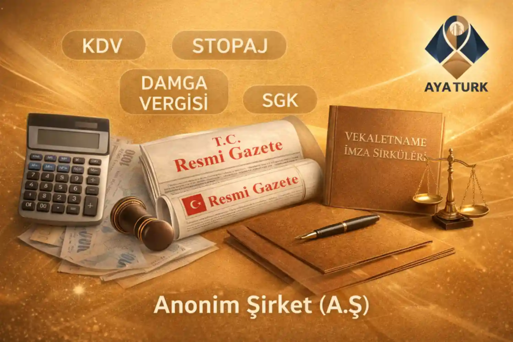 مصاريف تأسيس شركة مساهمة (Anonim Şirket A.Ş)