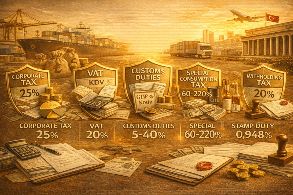 ضرائب شركة استيراد وتصدير في تركيا