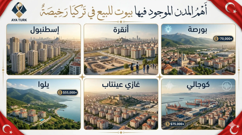 أهم المدن الموجود فيها بيوت للبيع في تركيا رخيصة