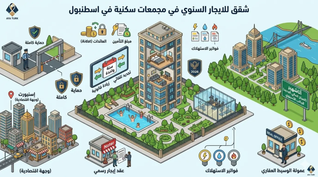 شقق للايجار السنوي في مجمعات سكنية في اسطنبول