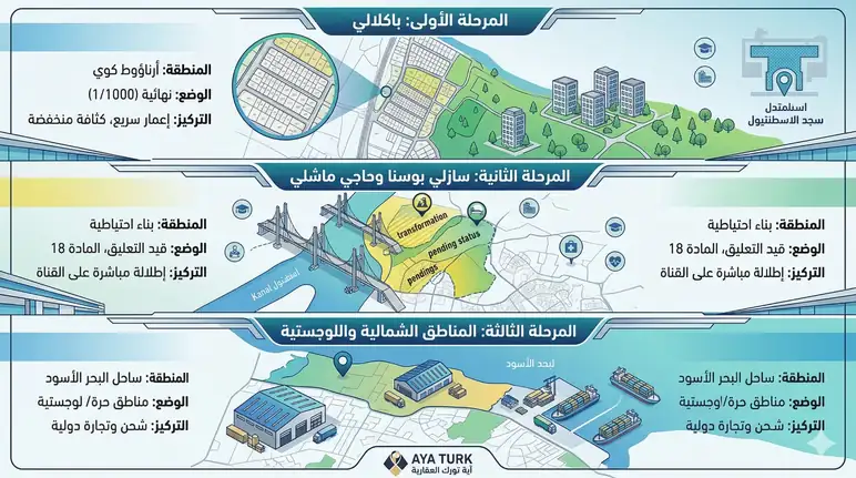 مراحل تنظيم أراضي للبيع في قناة اسطنبول