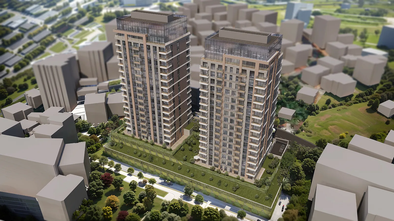 مشروع كيبتاش مسلك مودرن KİPTAŞ Maslak Modern في اسطنبول - المبنيان من الأعلى