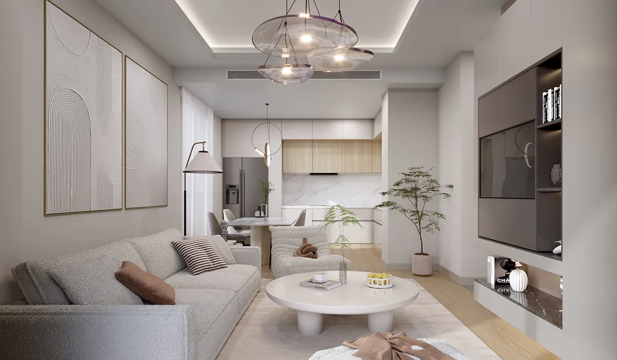 مشروع كيبتاش مسلك مودرن KİPTAŞ Maslak Modern في اسطنبول - صالة شقة نموذجية